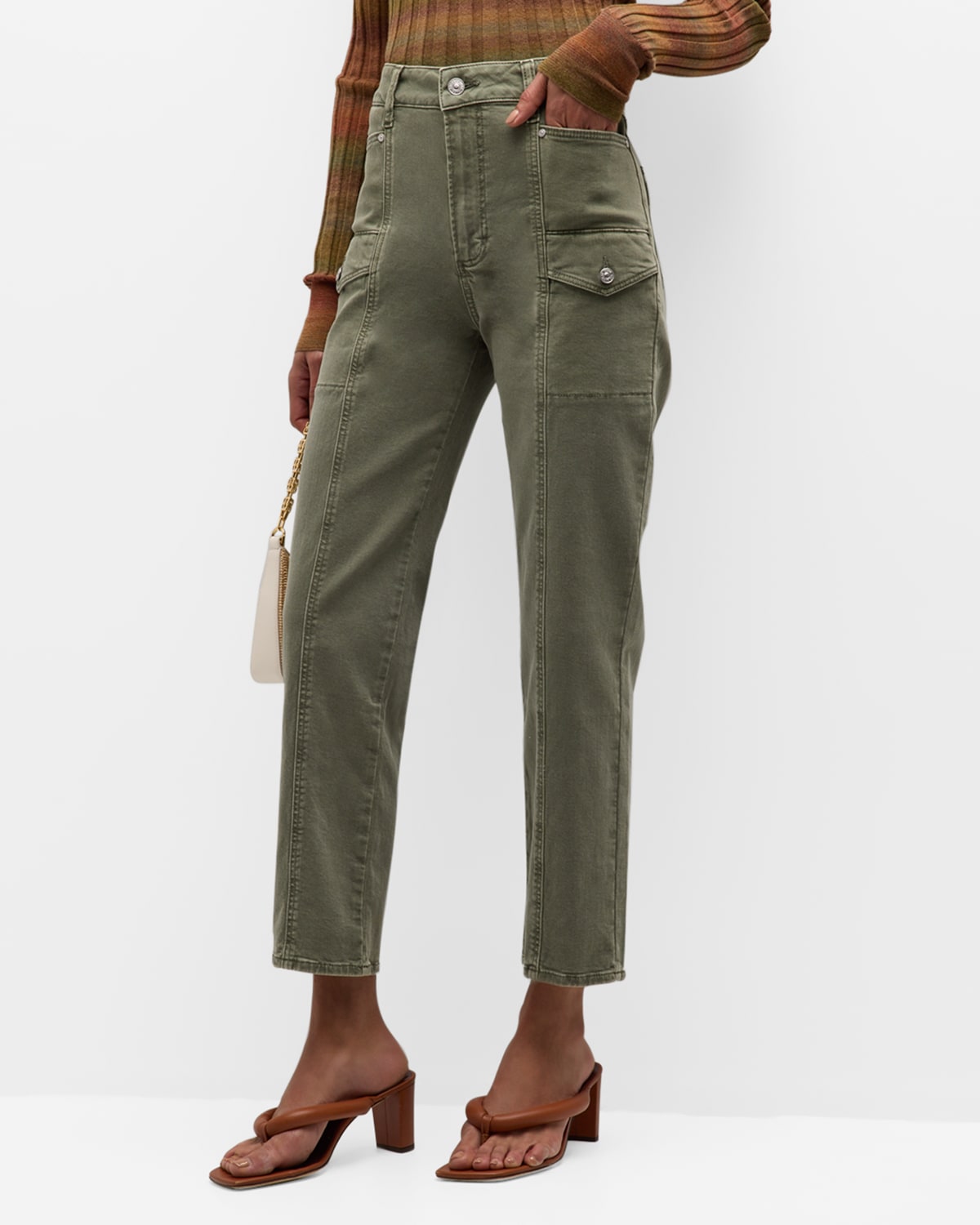 Paige Alexis Cargo Jeans In Vintage Ivy Green