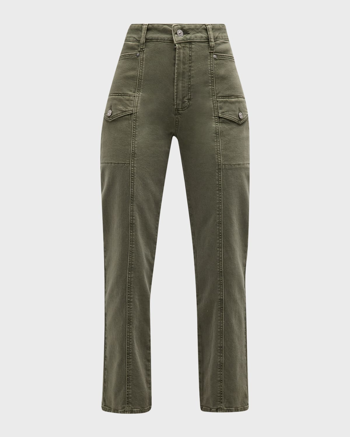 Paige Alexis Cargo Jeans In Vintage Ivy Green