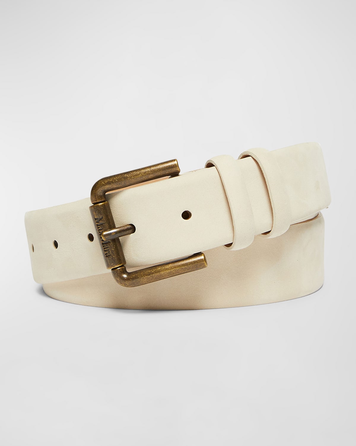 Max Mara Nubuck Leather Belt In Ivory