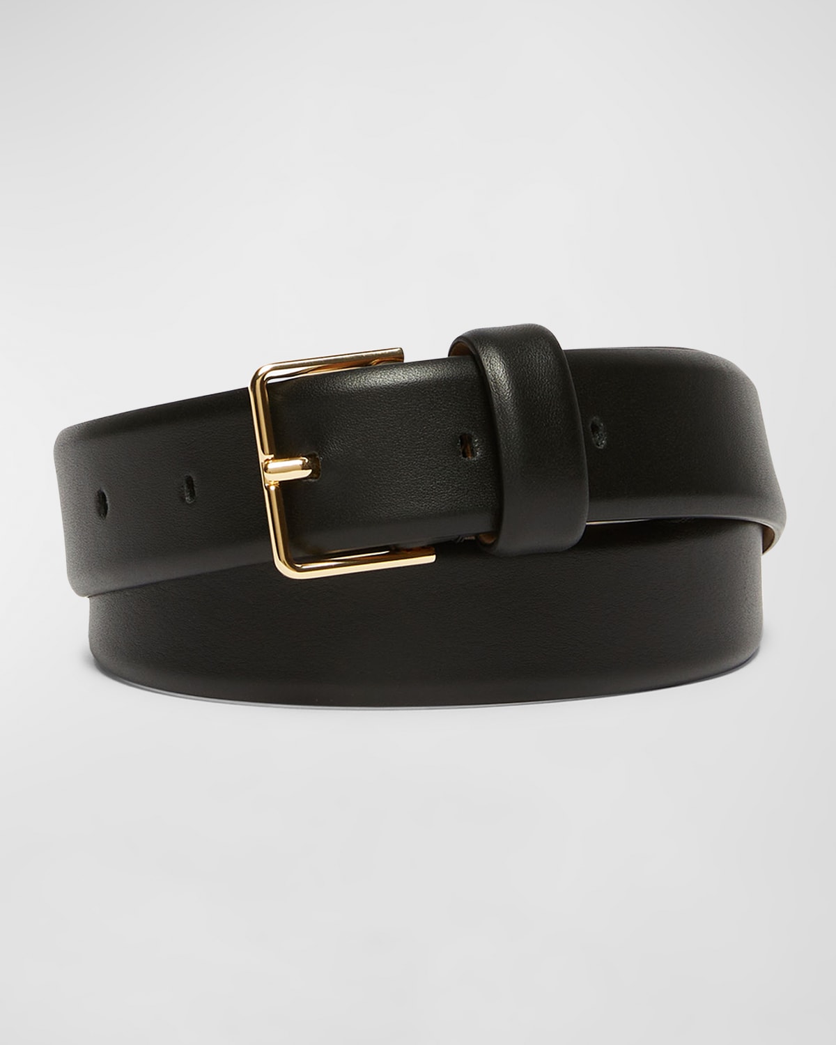 Max Mara New Buckle Leather Belt In Black