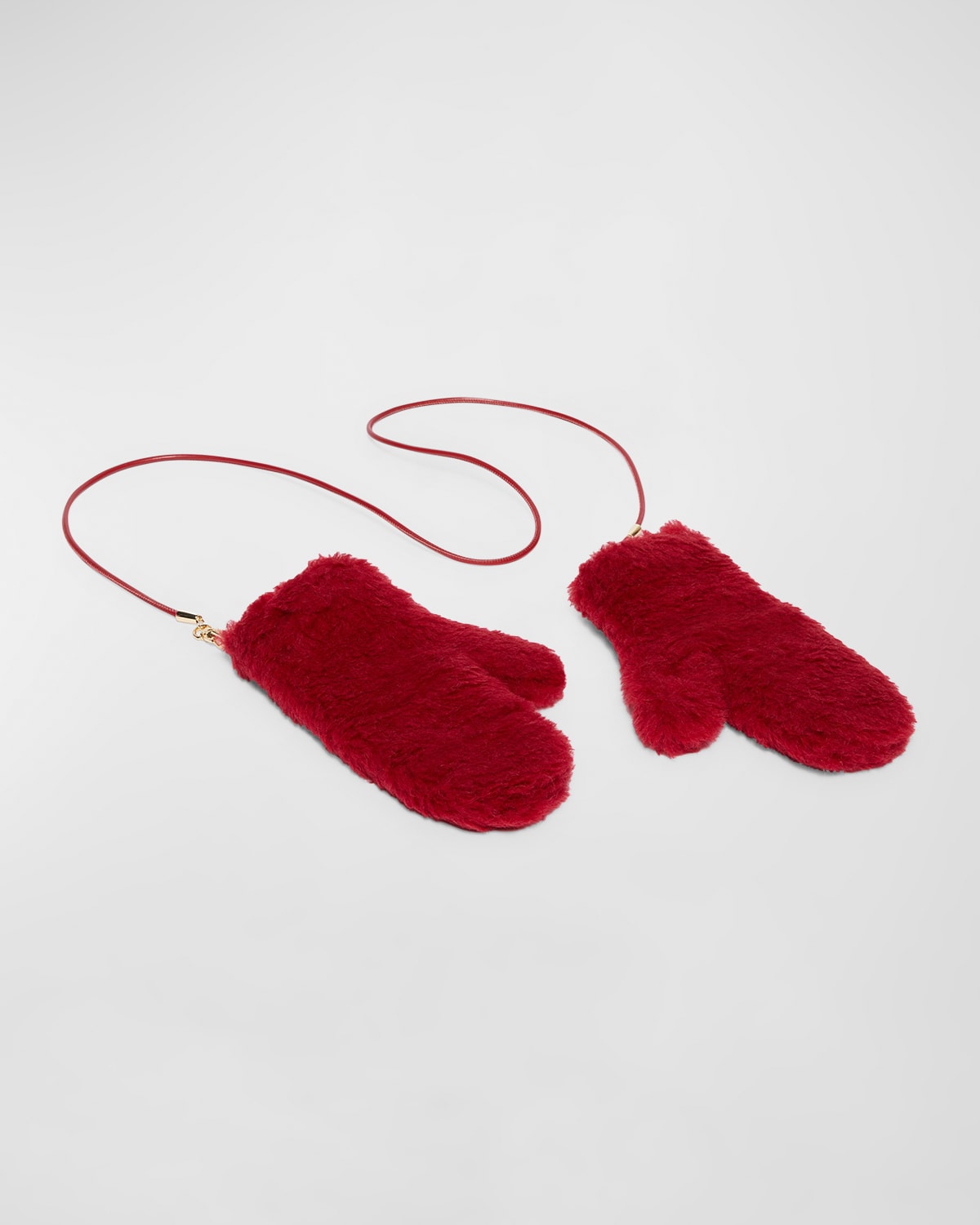 Max Mara Ombrato Shearling Mittens In Red