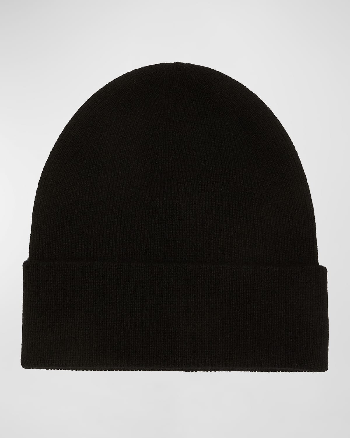 Ribbed Cashmere Beanie in Black