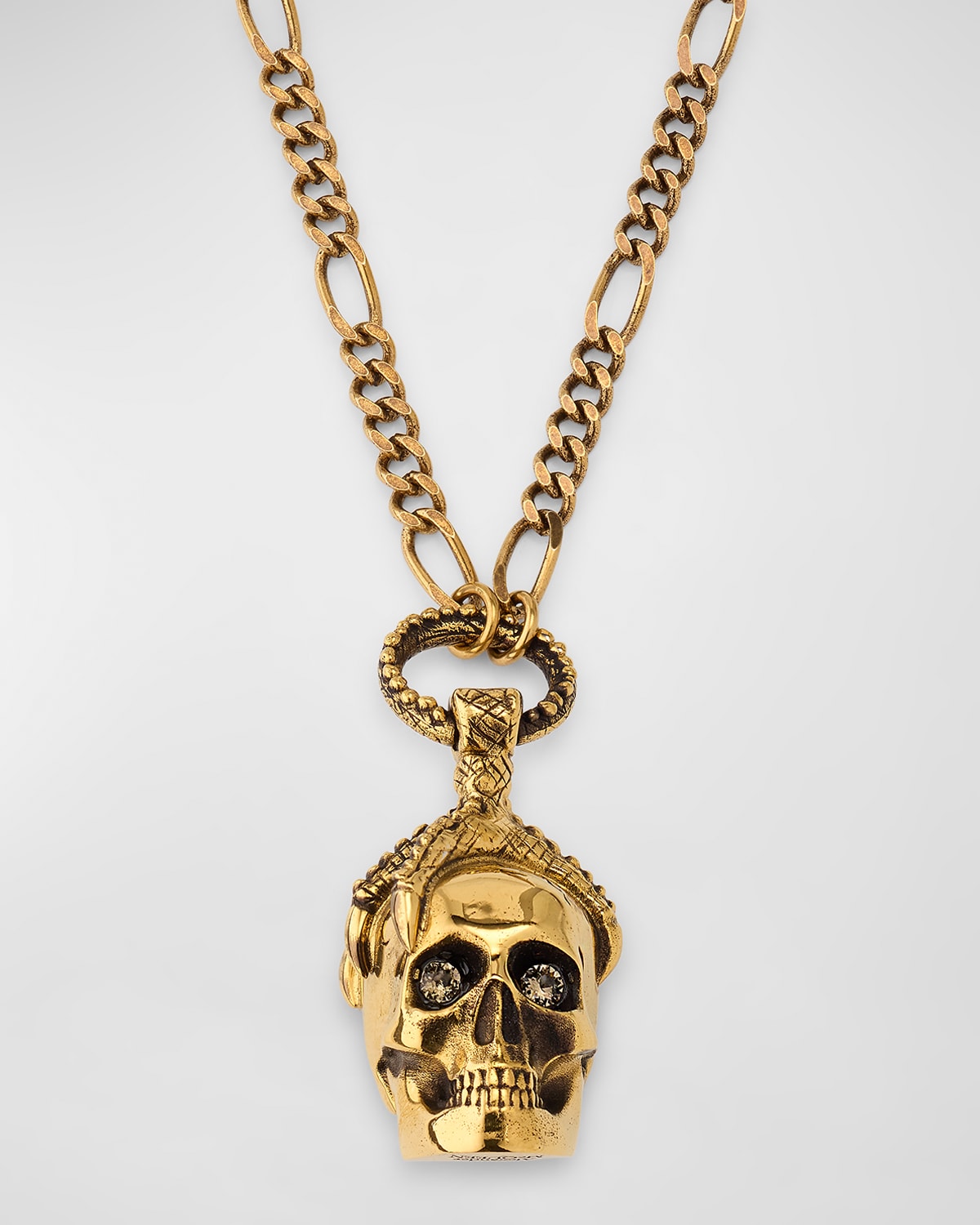 Men's Victorian Skull Necklace in Antique Gold