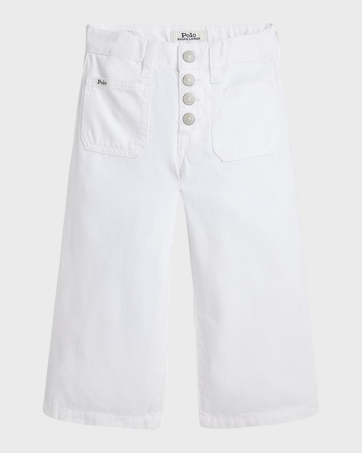 Ralph Lauren Kids' Button-up Wide-leg Jeans (2-7 Years) In White