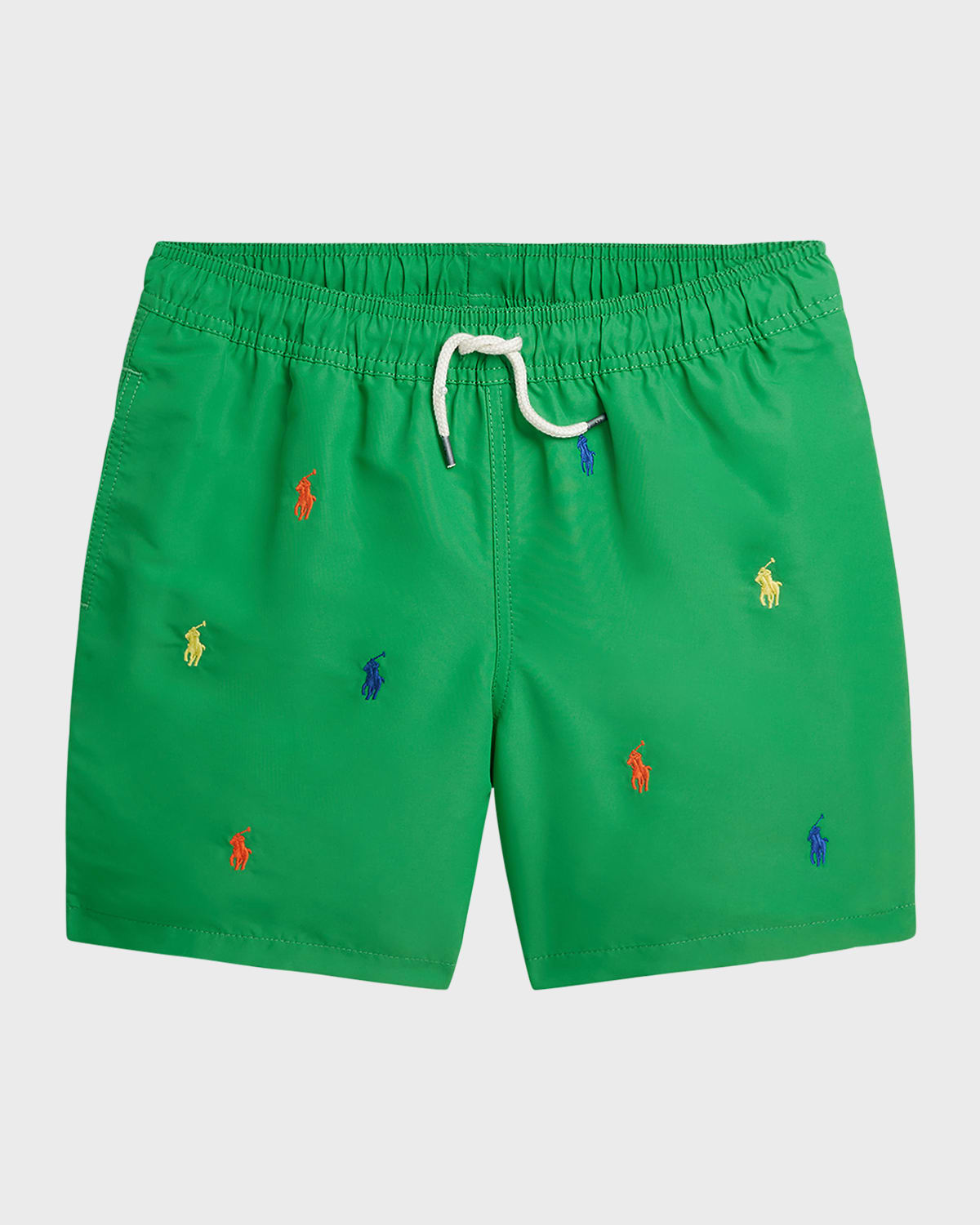 Polo Ralph Lauren Boy's Embroidered Pony Traveler Swim Trunks In Preppy Green