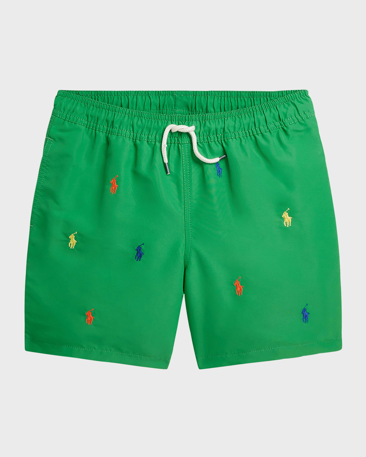 Ralph Lauren Kids' Boy's Embroidered Pony Traveler Swim Trunks In Preppy Green