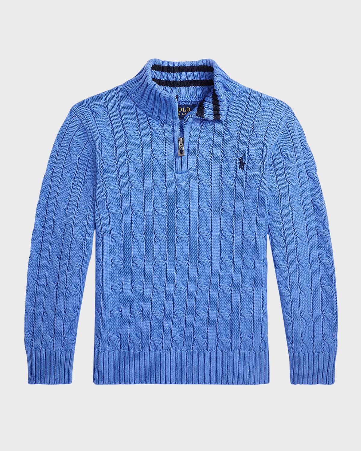 Polo Ralph Lauren Cable-knit Cotton Quarter-zip Jumper In Summer Blue
