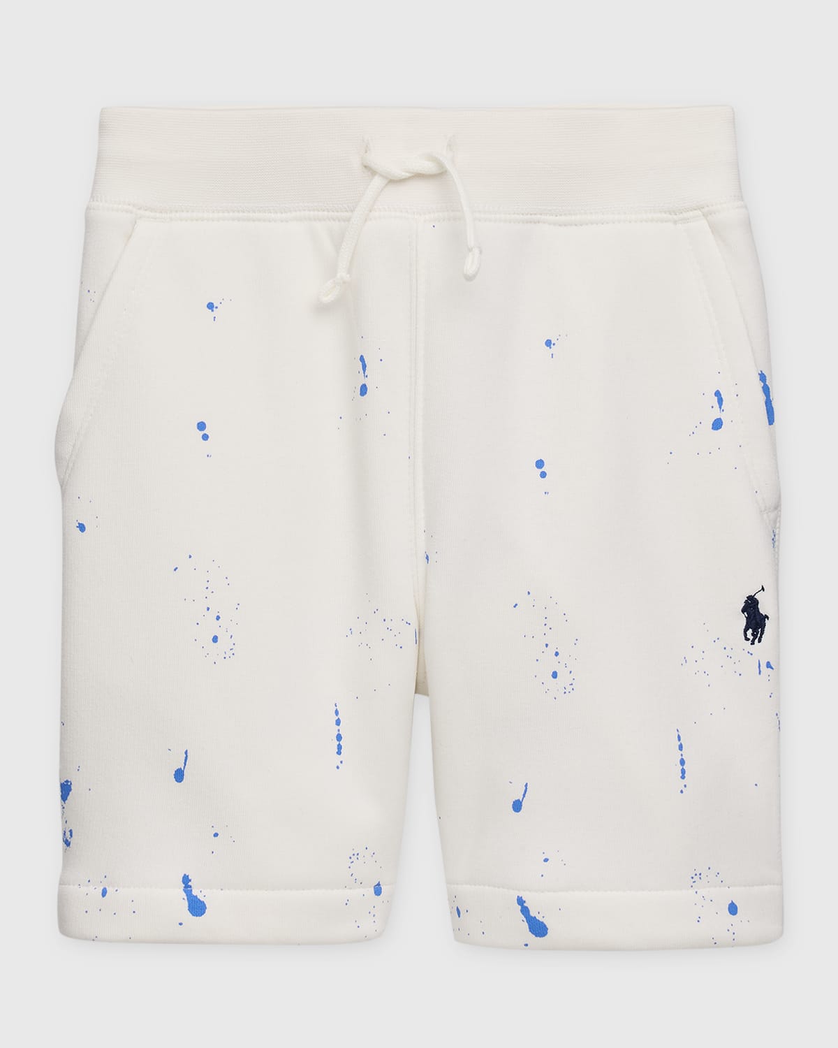 Shop Ralph Lauren Boy's Paint Splatter-print Fleece Shorts In Deckwash White