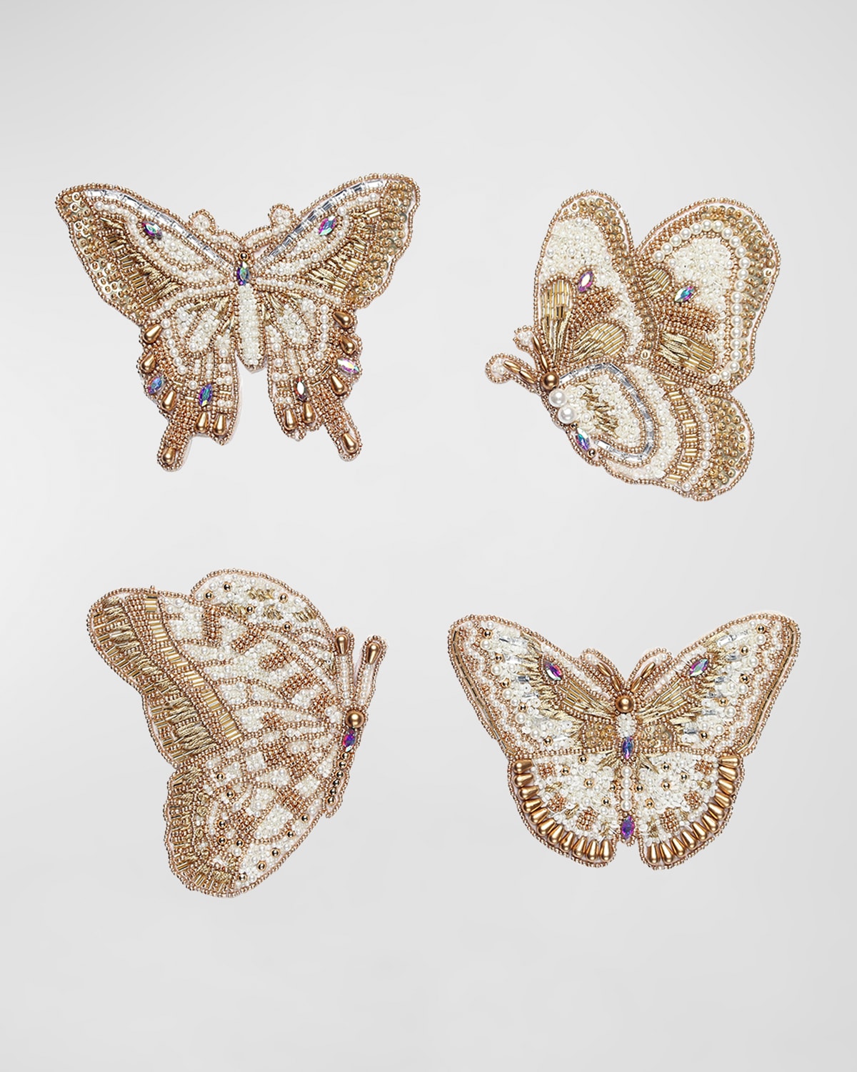 Shop Kim Seybert Papillon Beaded Coasters, Set Of 4 In Ivory/gold