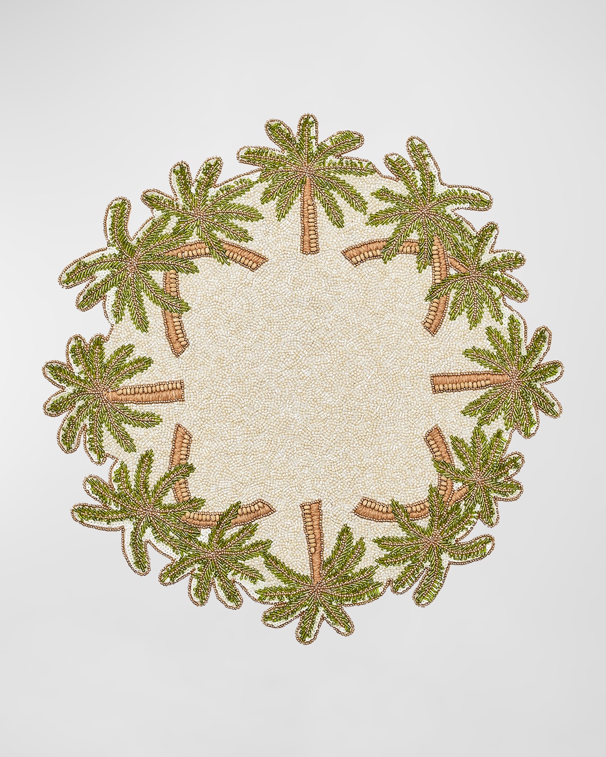 Shop Kim Seybert Oasis Beaded Placemat In Ivory/green/gold