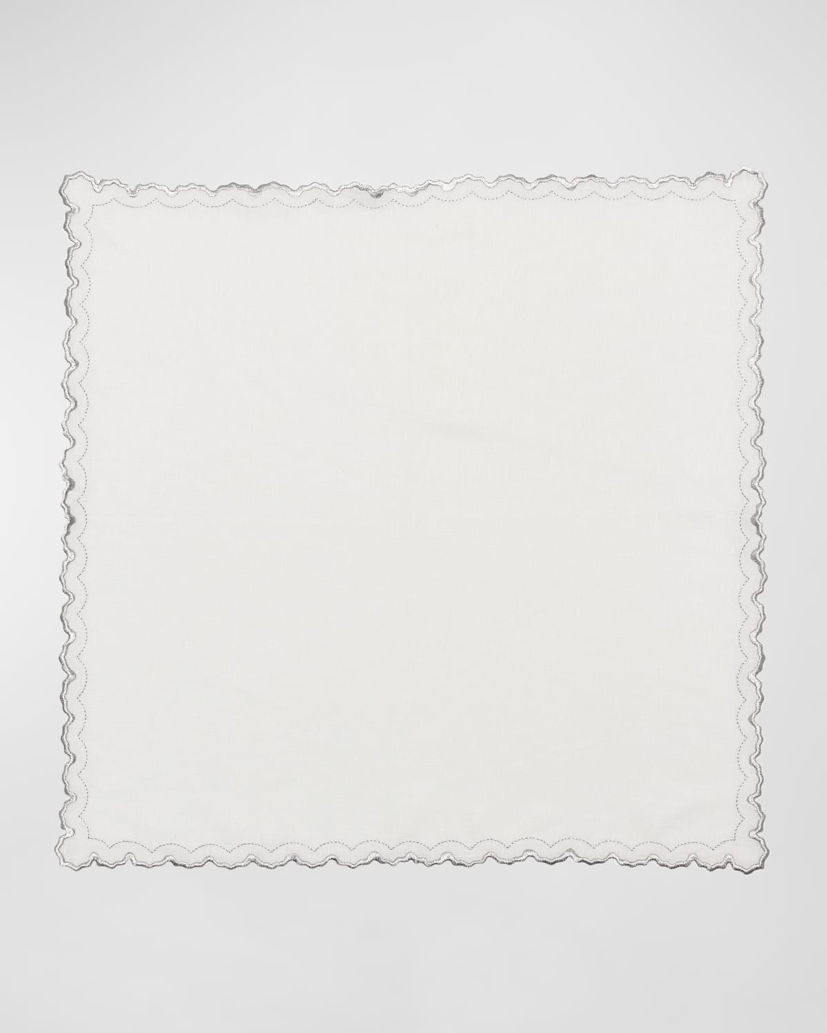 Kim Seybert Arches Embroidered Linen Napkin In White/silver