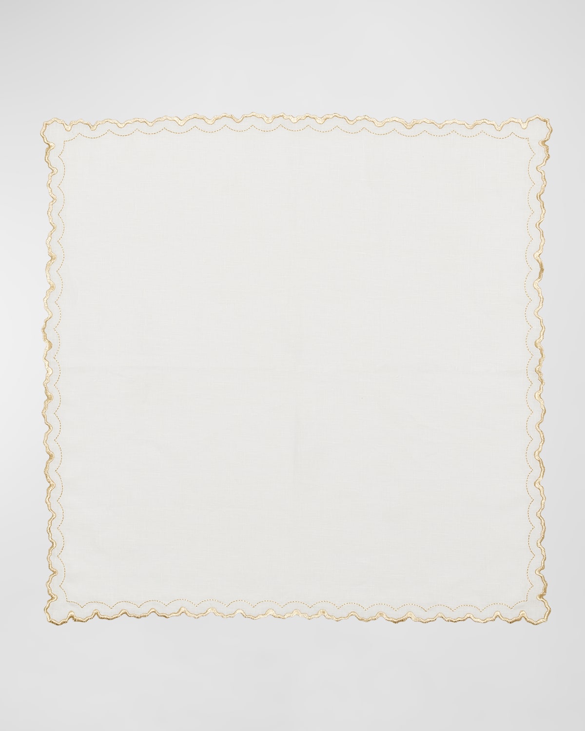 Kim Seybert Arches Embroidered Linen Napkin In White/gold