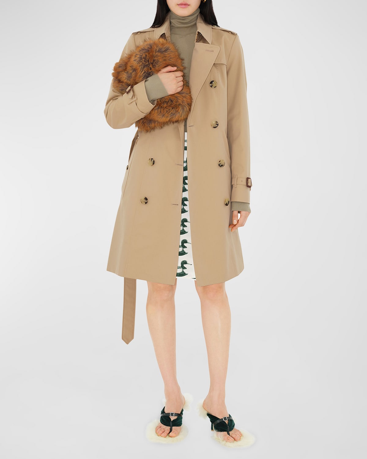 Shop Burberry Chelsea Belted Double-breasted Trench Coat In Honey