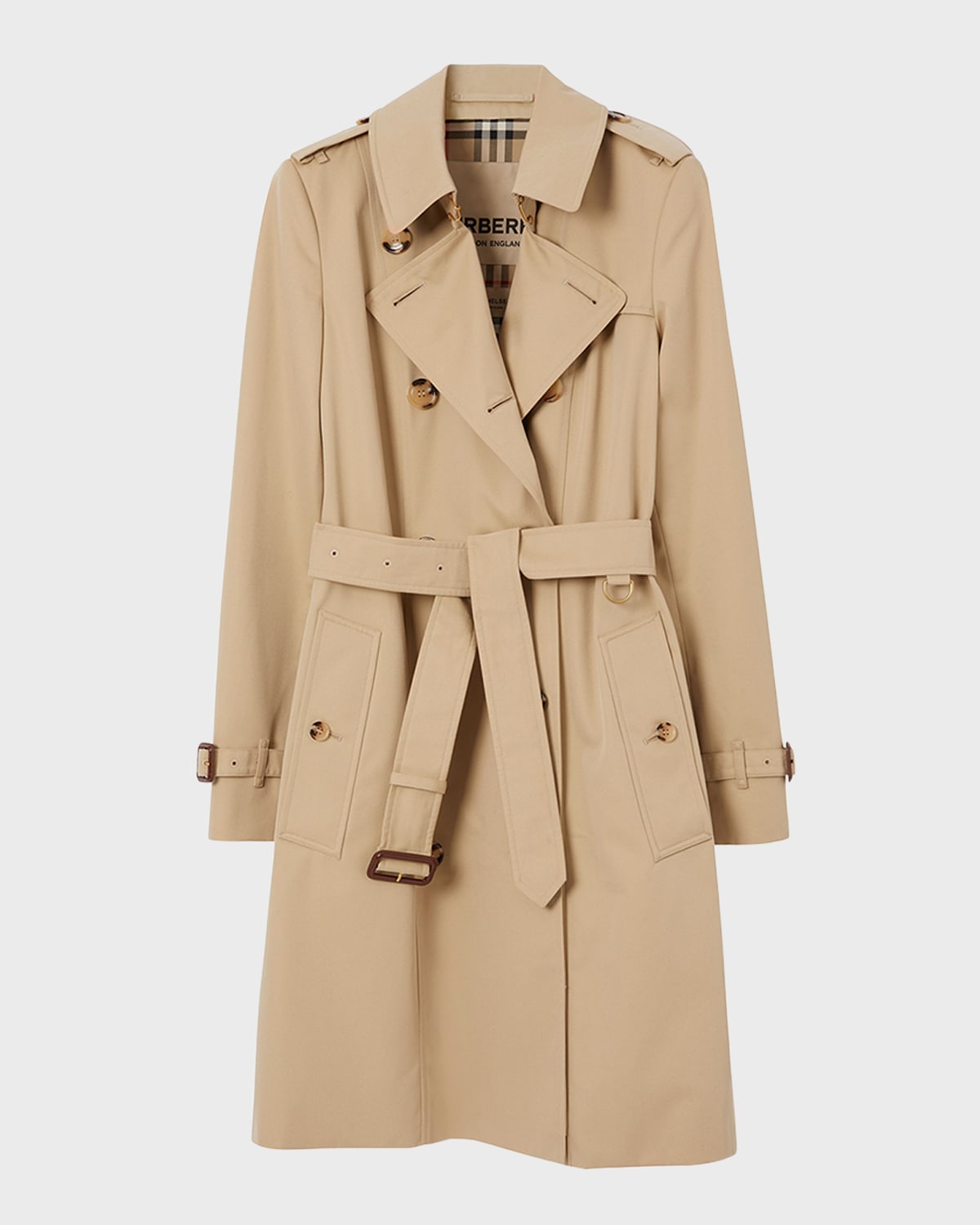 Shop Burberry Chelsea Belted Double-breasted Trench Coat In Honey