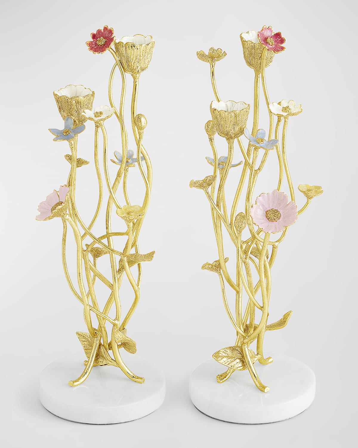 Shop Michael Aram Wildflowers Candleholders, Set Of 2 In Gold Multi