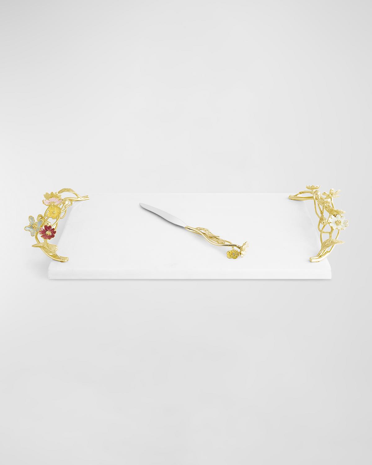 Michael Aram Wildflowers Cheeseboard With Knife In White