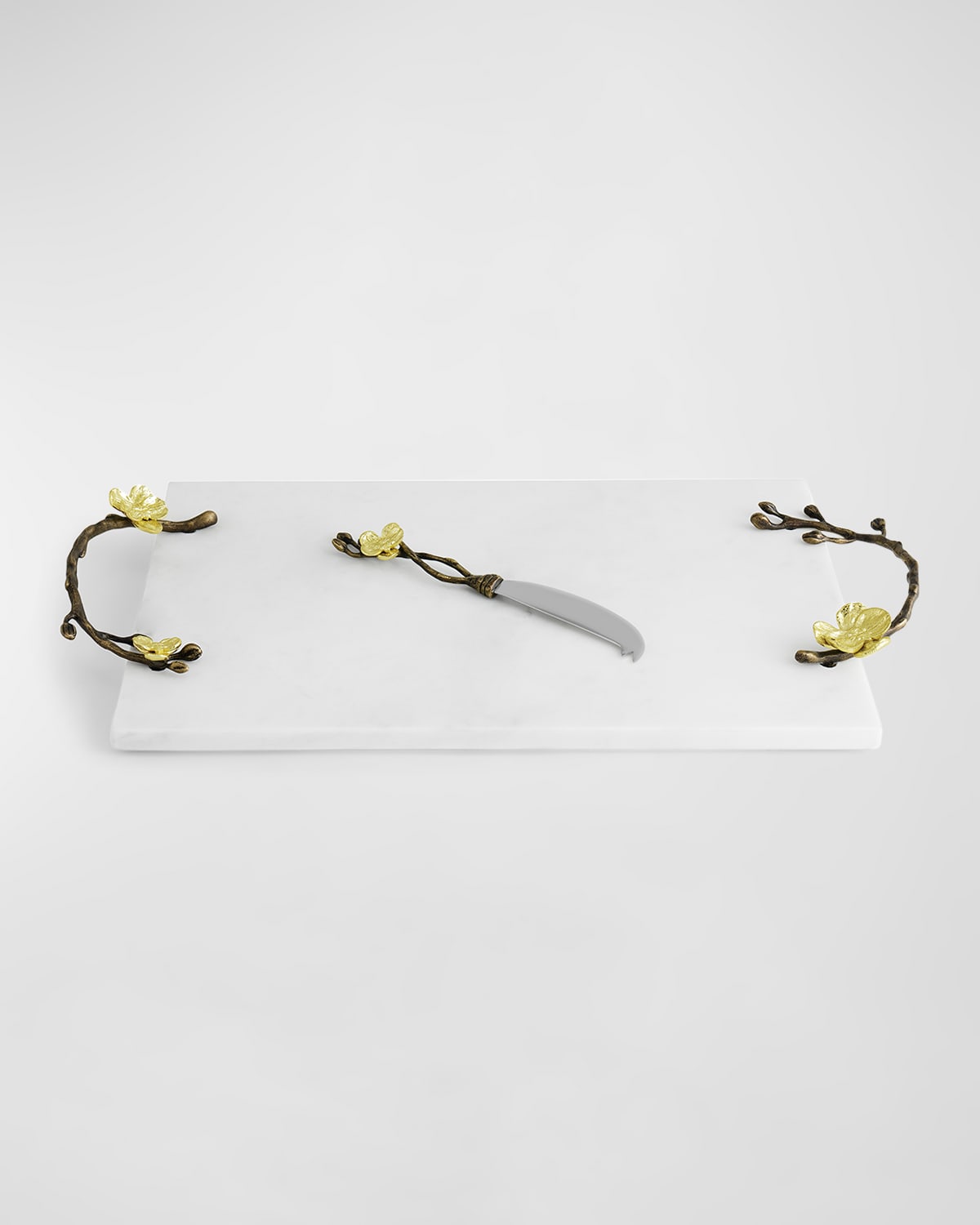 Michael Aram Gold Orchid Cheeseboard With Knife In White