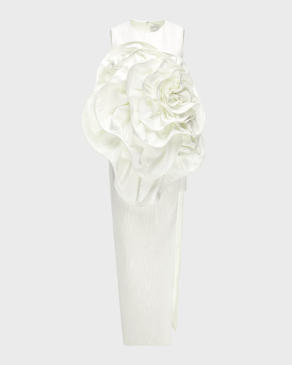 Huishan Zhang Aphrodite Flower Applique Sleeveless Column Dress In White