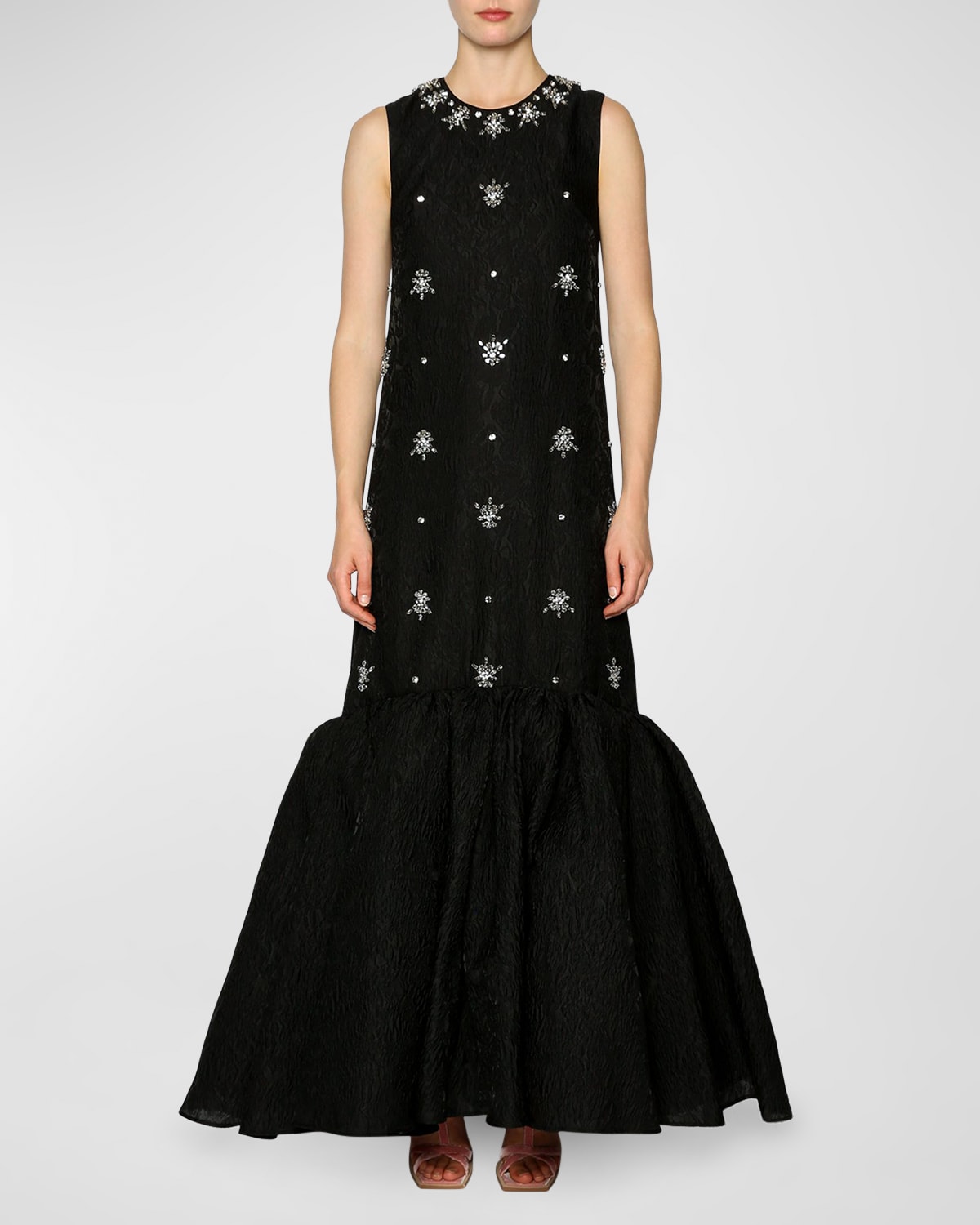 Shop Huishan Zhang Amarice Crystal-embroidered Sleeveless Lace Mermaid Gown In Black