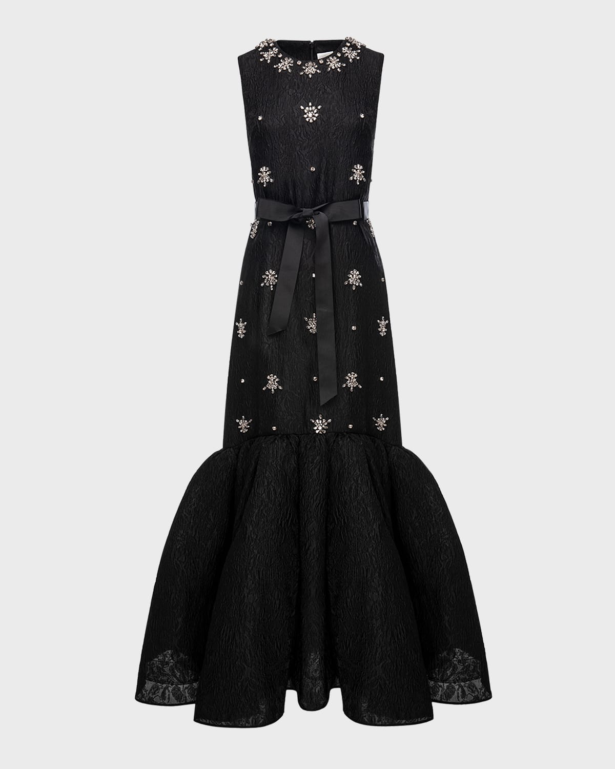 Huishan Zhang Amarice Crystal-embroidered Sleeveless Lace Mermaid Gown In Black