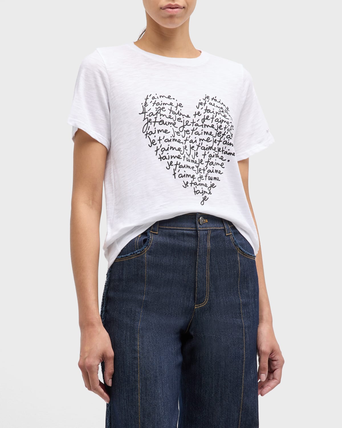 Shop Cinq À Sept Je T'aime Heart Word Cloud Short-sleeve T-shirt In Whiteblack