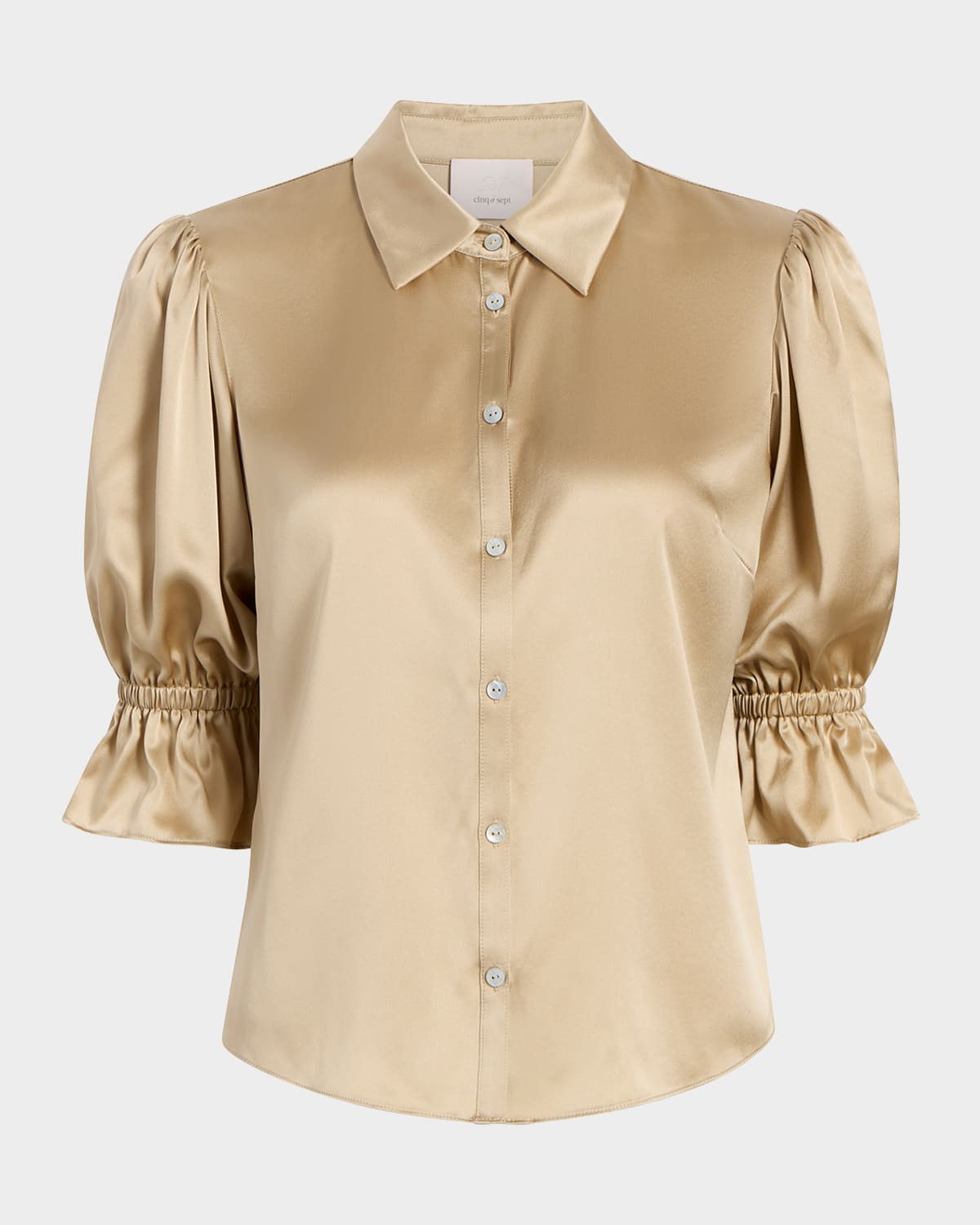 Fiona Silk Satin Short-Sleeve Top