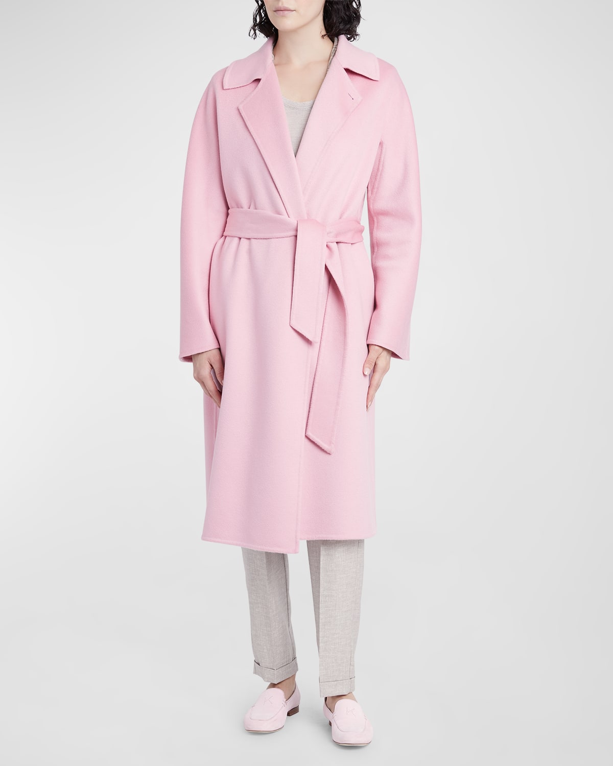 Belted Cashmere Long Wrap Overcoat