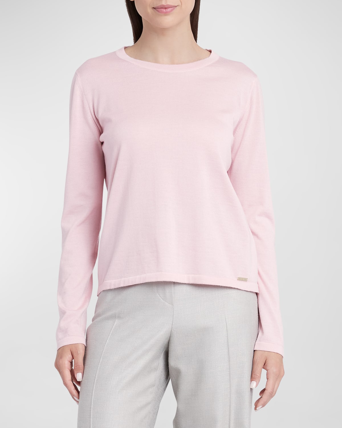 Shop Kiton Cashmere-silk Crewneck Sweater In Lt Pink