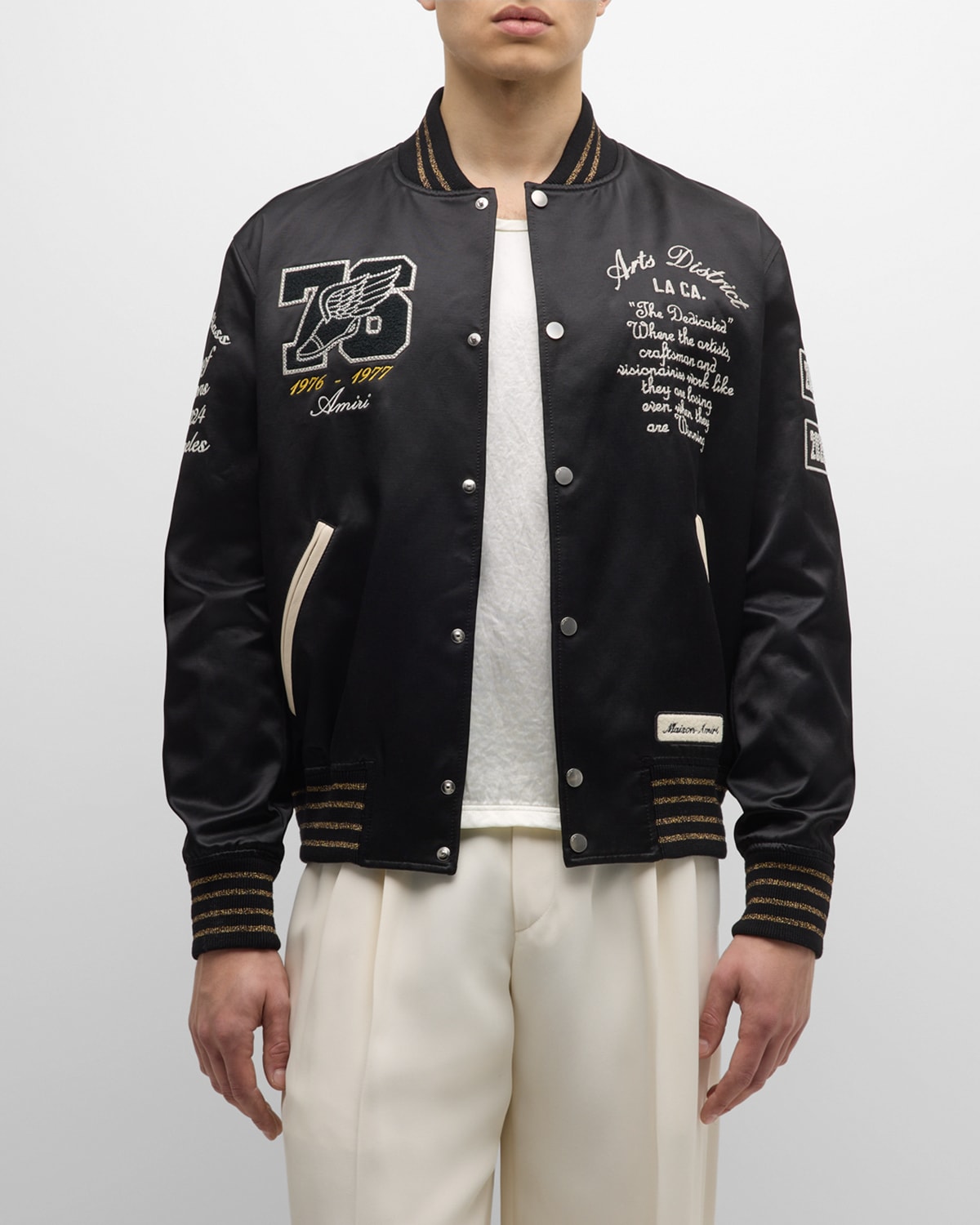 Shop Amiri Men's Embellished Eagle Varsity Jacket In Black