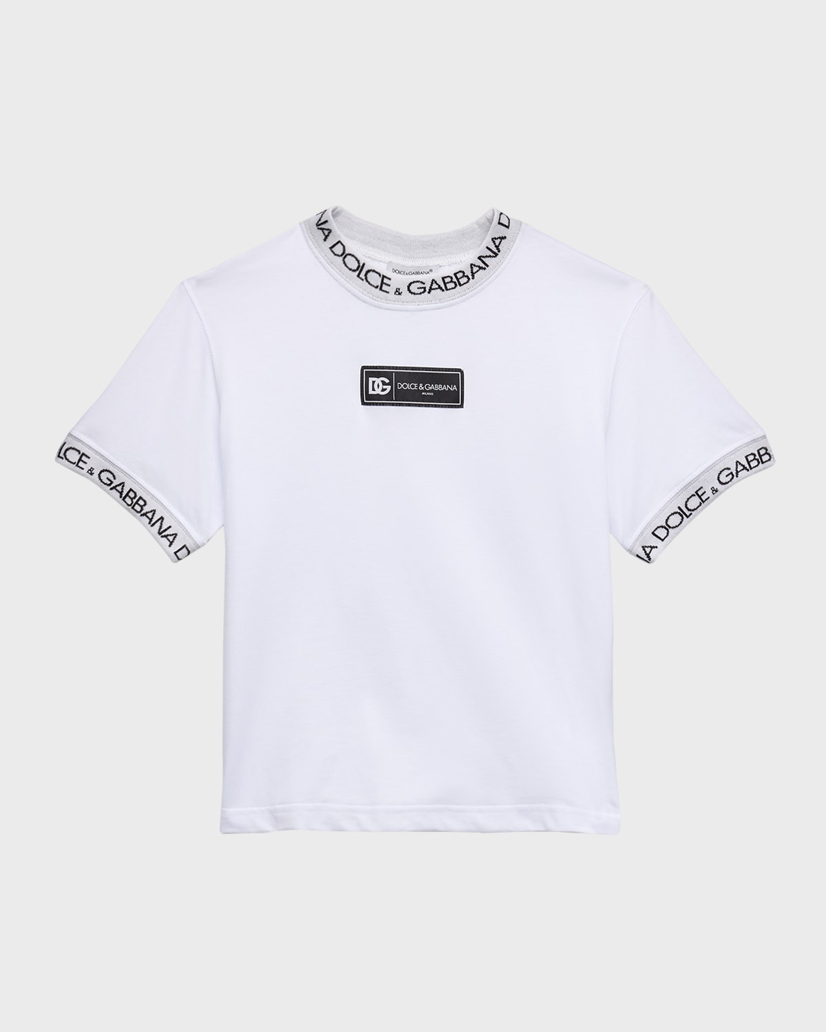Shop Dolce & Gabbana Boy's Short-sleeve Logo T-shirt In Opticalwht