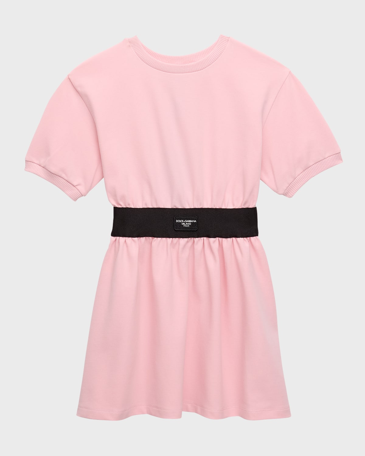 DOLCE & GABBANA GIRL'S LOGO ELASTIC JERSEY DRESS