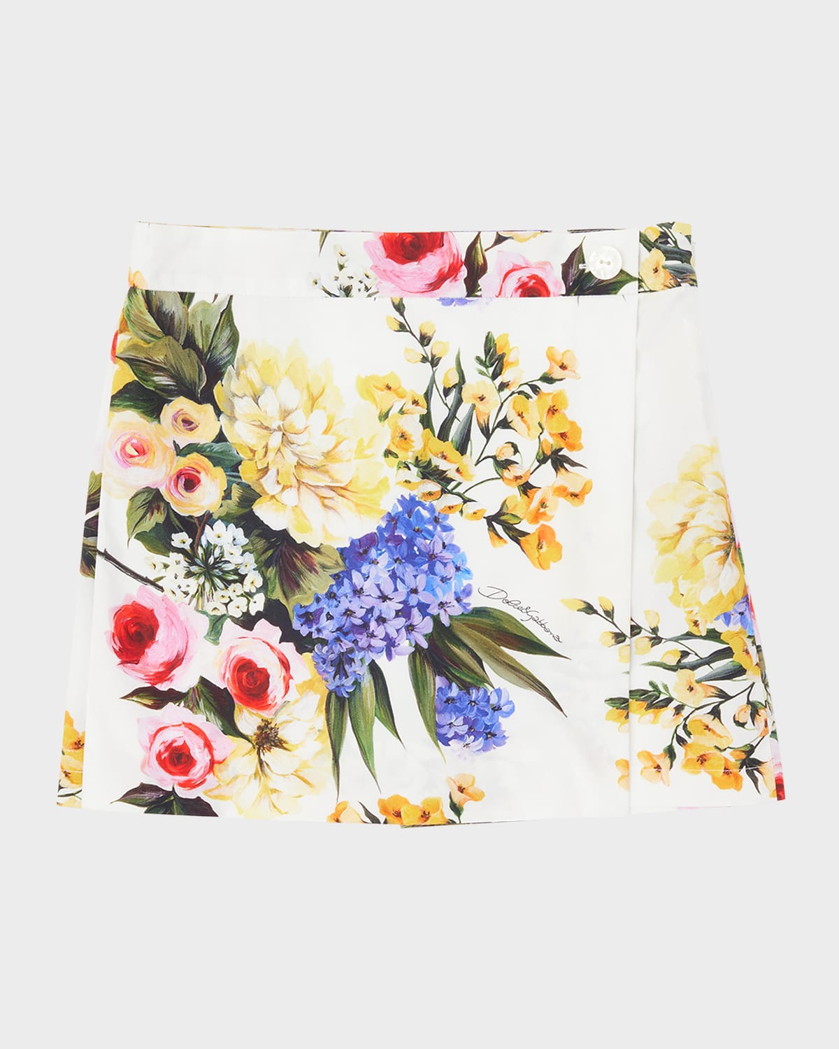Dolce & Gabbana Girl's Flower Power Poplin Skort In Multiprint
