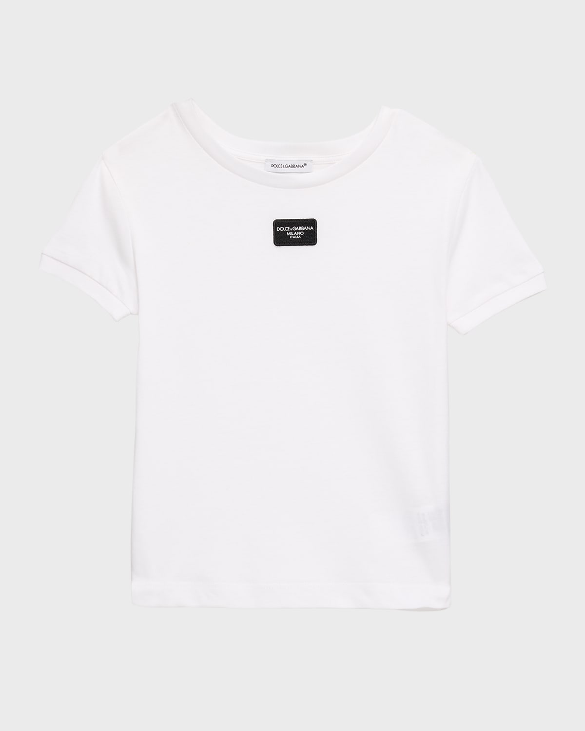 Dolce & Gabbana Kids' Girl's Logo Plaque Short-sleeve T-shirt In Opticalwht