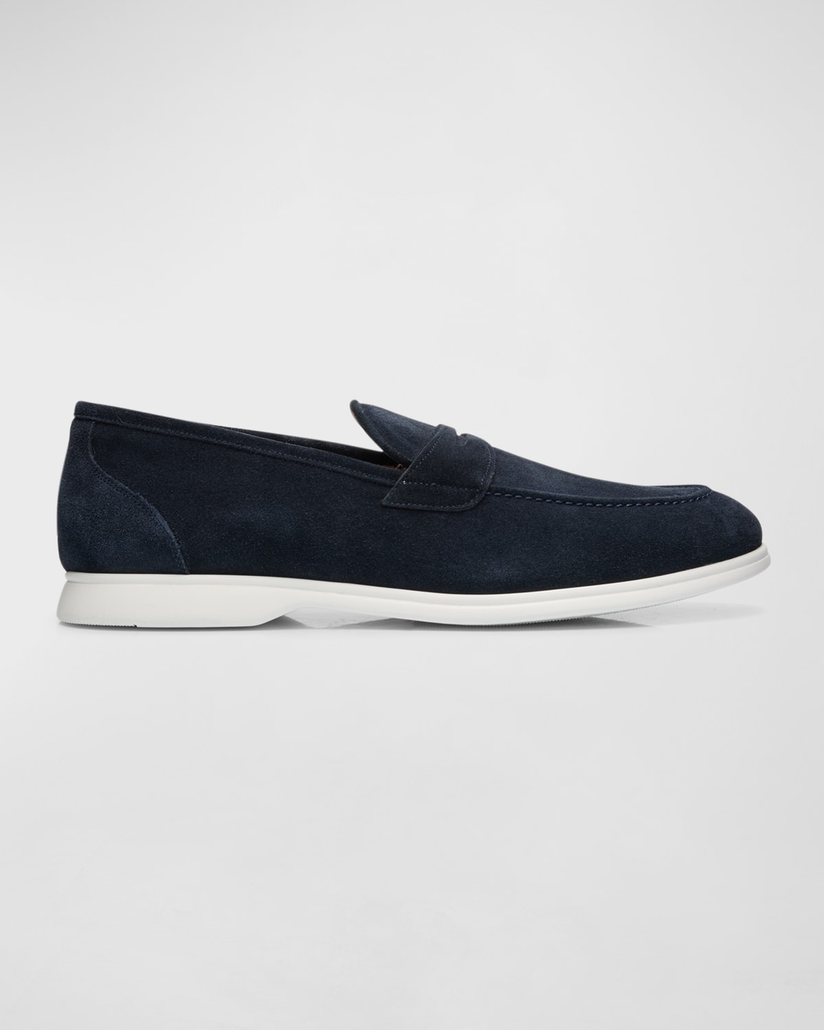 Kiton Men's Calfskin Suede Penny Loafers In Dk Blu