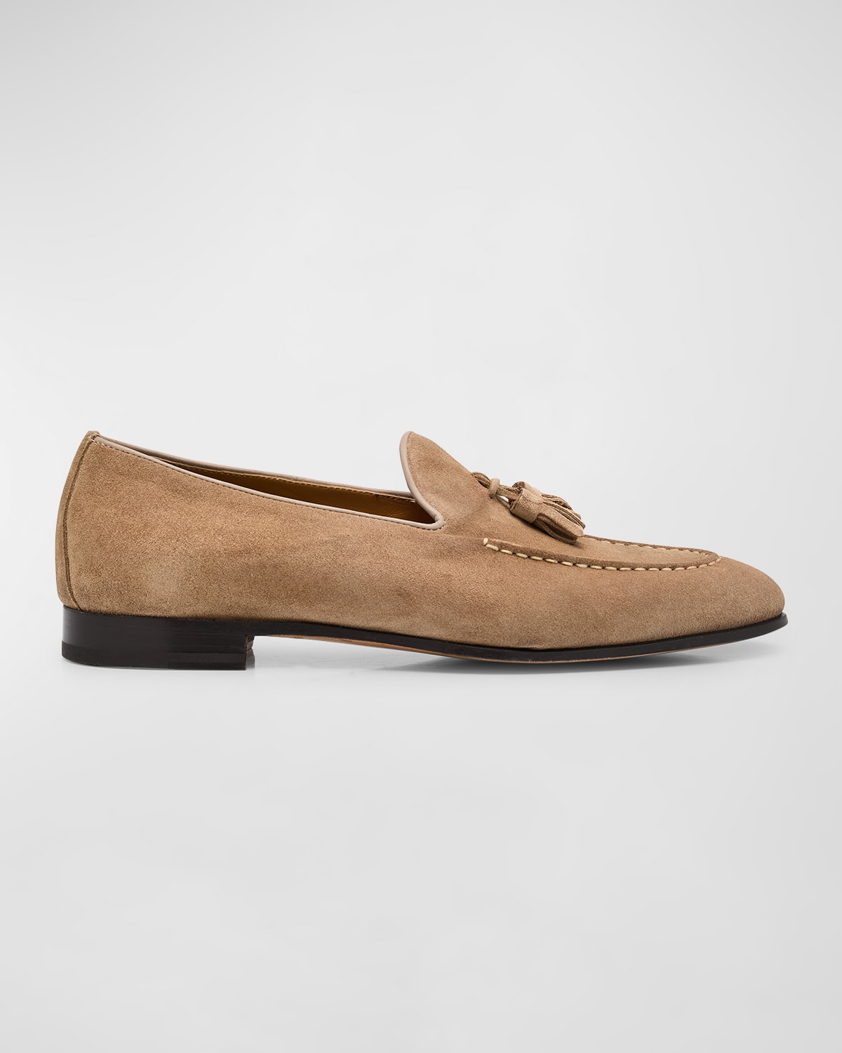 Kiton Men's Calfskin Suede Tassel Loafers In Dk Brwn