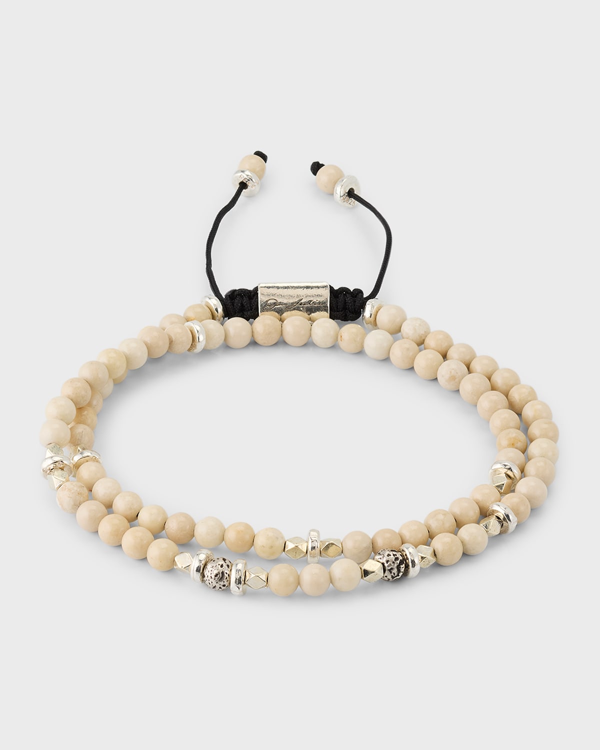 Men's Bone Beaded Wrap Bracelet with Sterling Silver