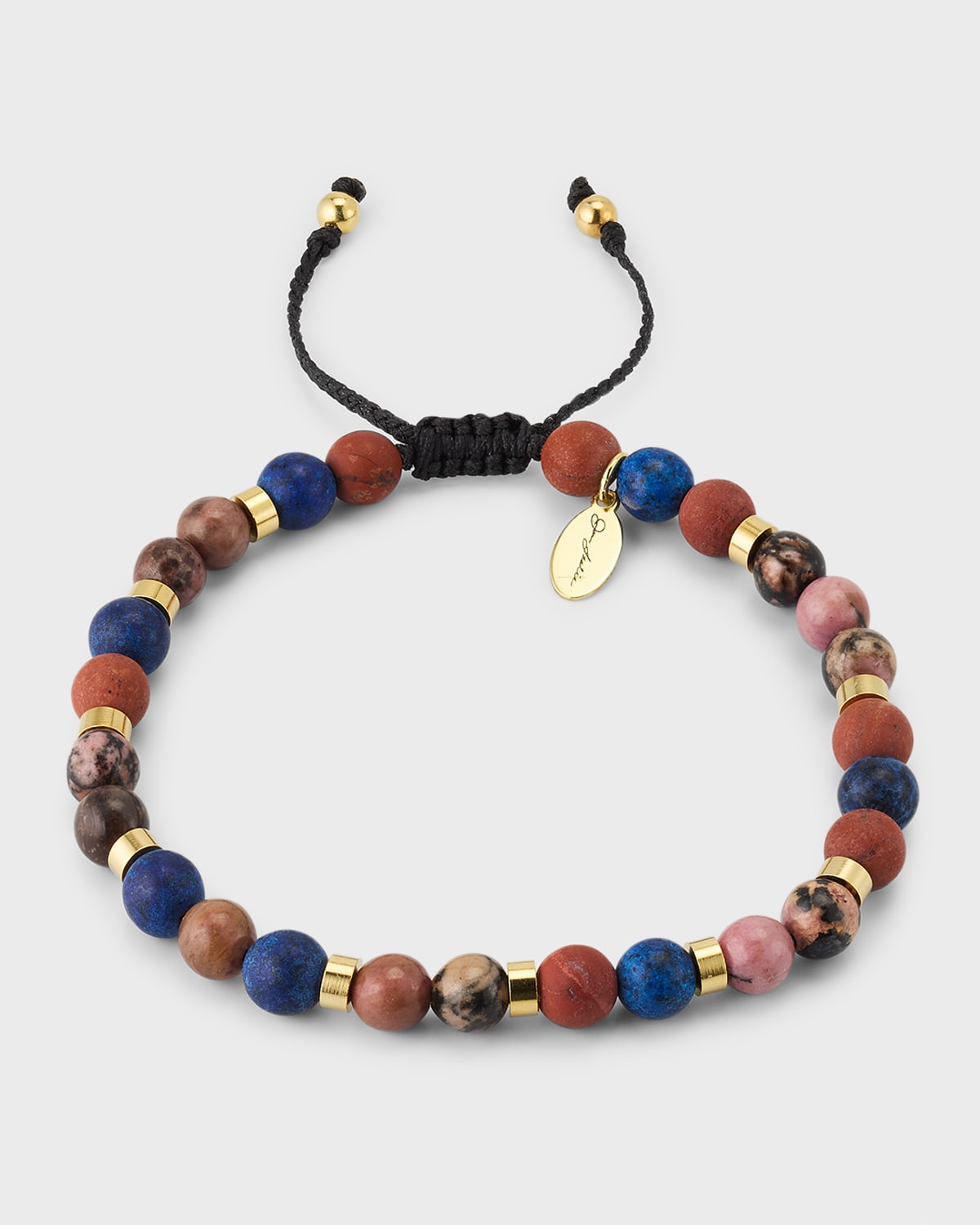 Men's Mixed Gemstone Beaded Pull Cord Bracelet