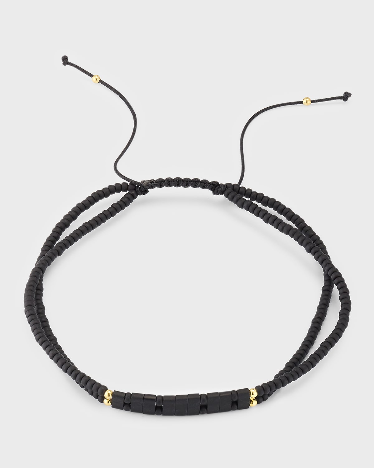 Jan Leslie Men's Glass Micro-bead Pull Cord Bracelet In Black