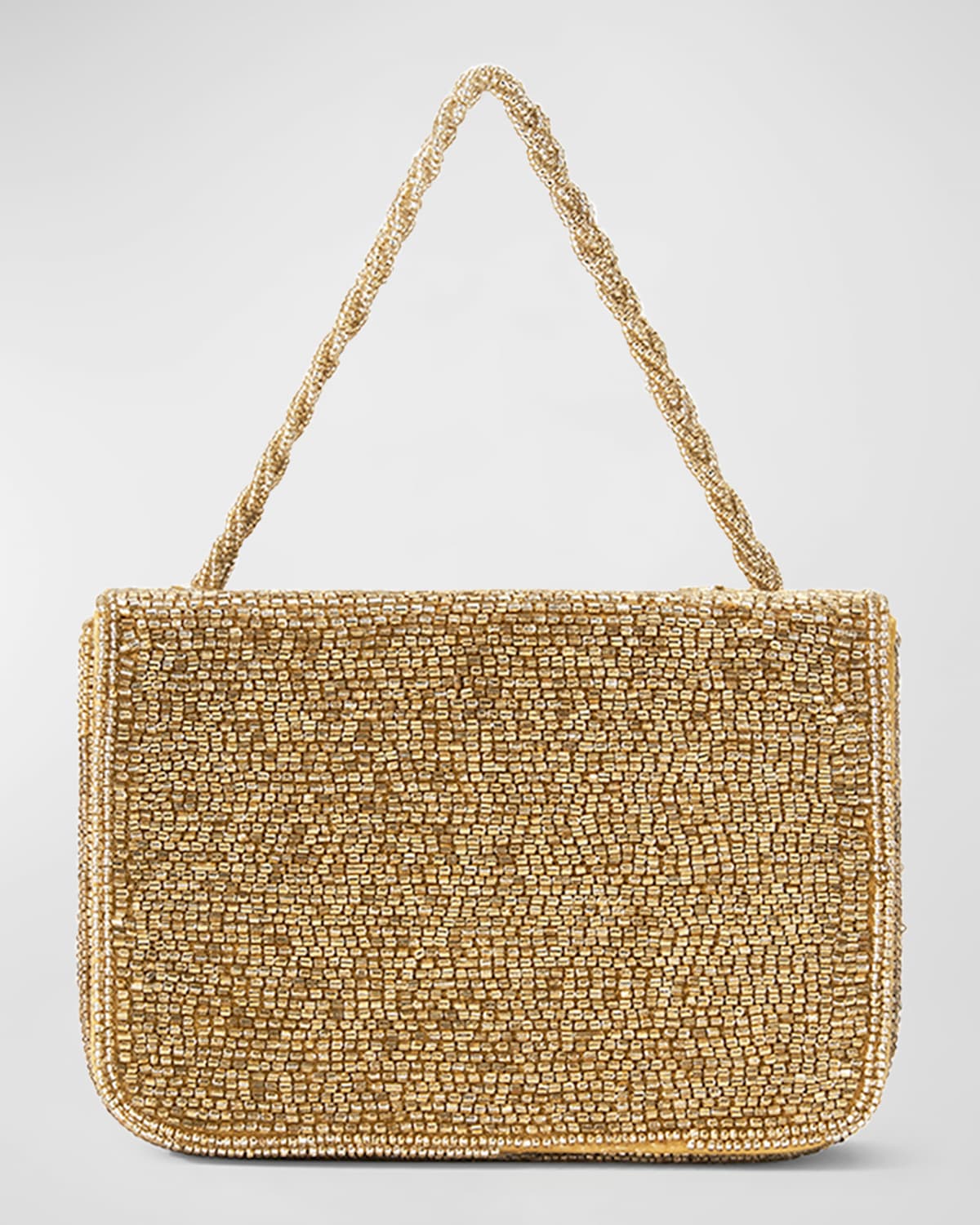 Staud Carmen Beaded Box Top-handle Bag In Gold