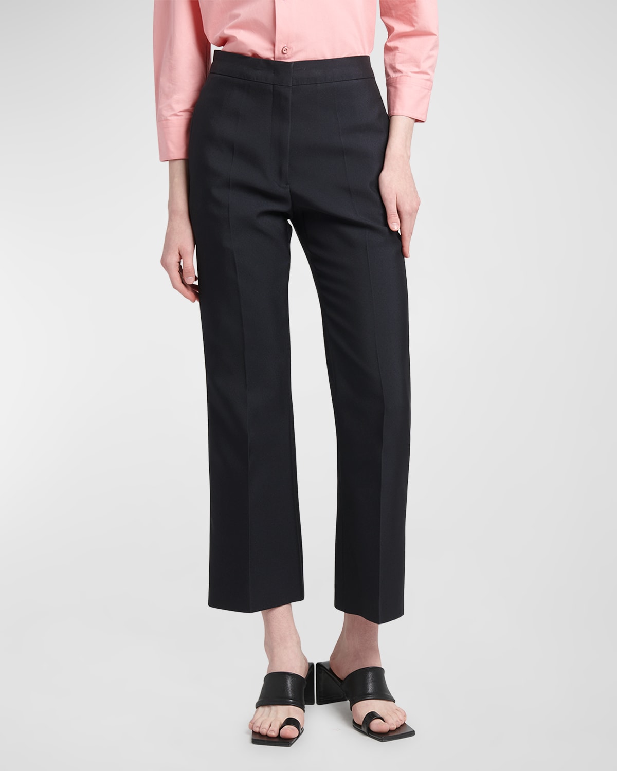 Shop Jil Sander Mid-rise Straight-leg Ankle Trousers In Navy