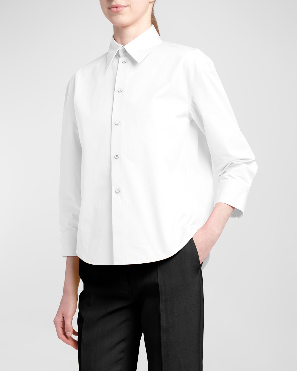 Jil Sander Long-sleeve Button-front Shirt In Optic Whit