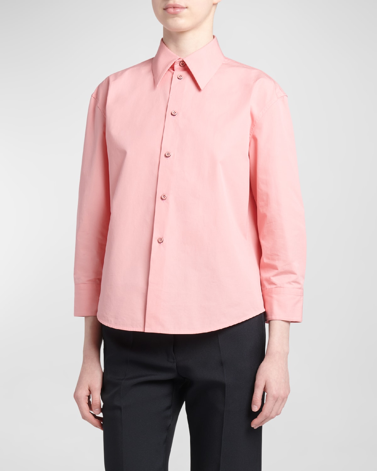 Shop Jil Sander Long-sleeve Button-front Shirt In Peony Blush