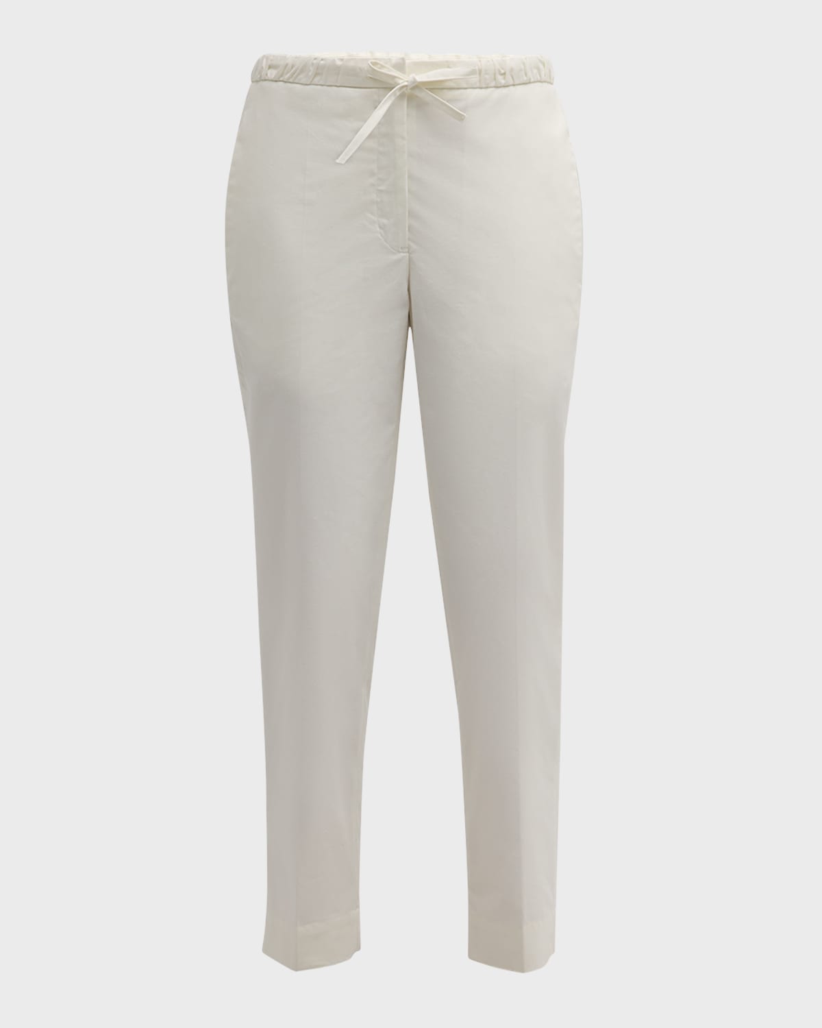 Shop Jil Sander Mid-rise Straight Leg Crop Drawstring Pull-on Pants In Eggshell