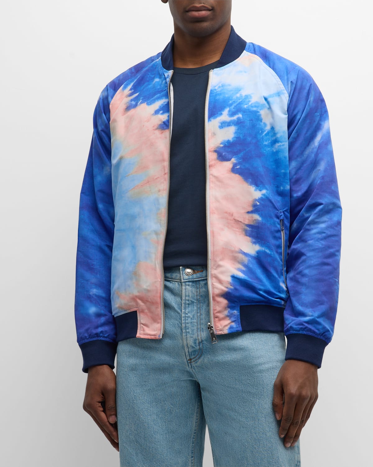 Scotch & Soda Printed Reversible Bomber Jacket In Pink