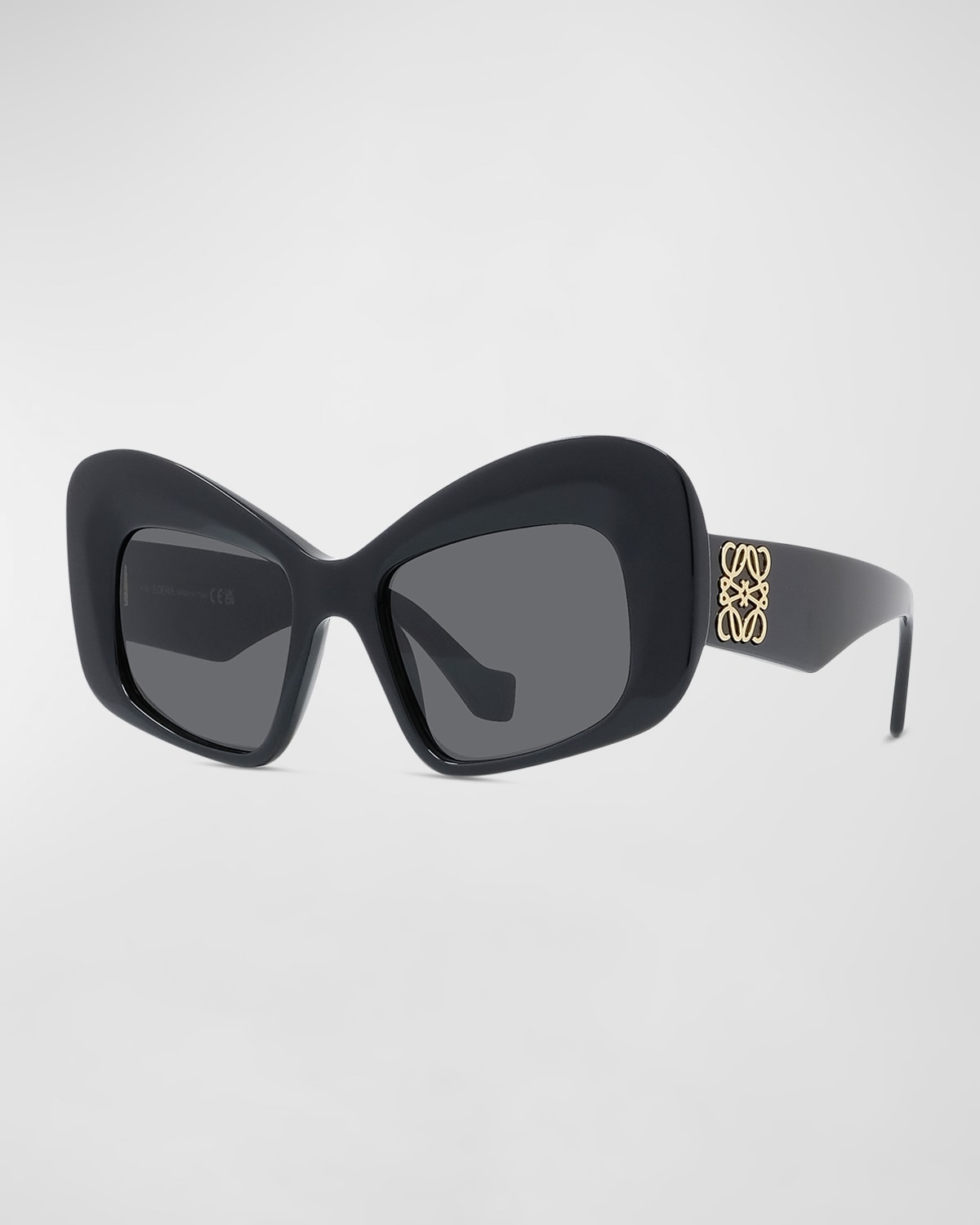Loewe Anagram Acetate Butterfly Sunglasses In Shiny Black Smoke