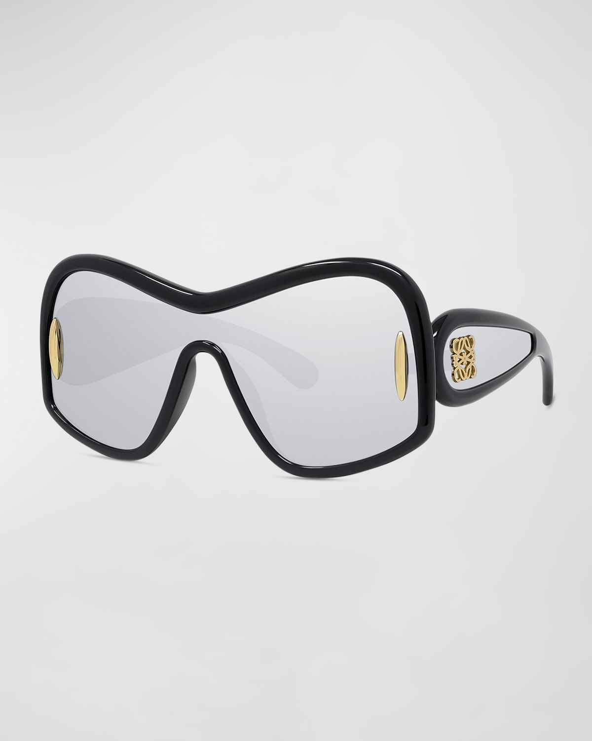 Loewe Anagram Mirrored Acetate Shield Sunglasses In Sblksmkmr