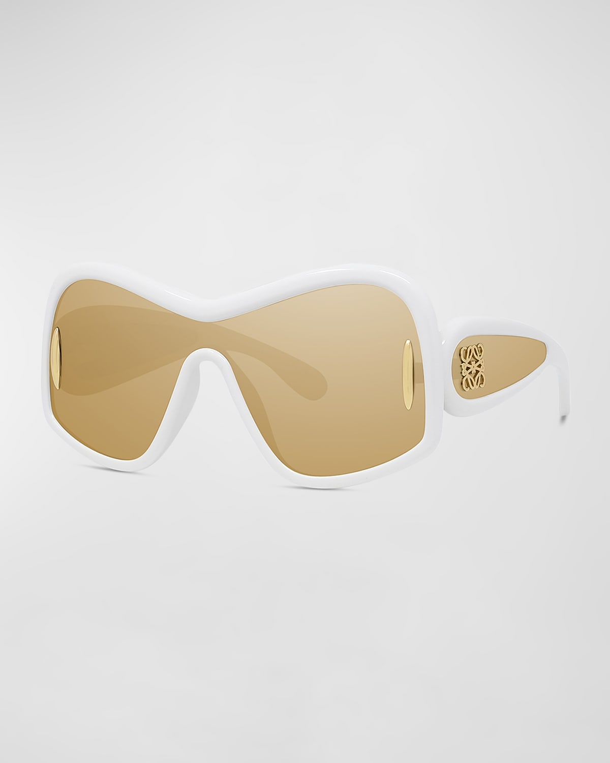 Loewe Anagram Mirrored Acetate Shield Sunglasses In Ivrybrnmr