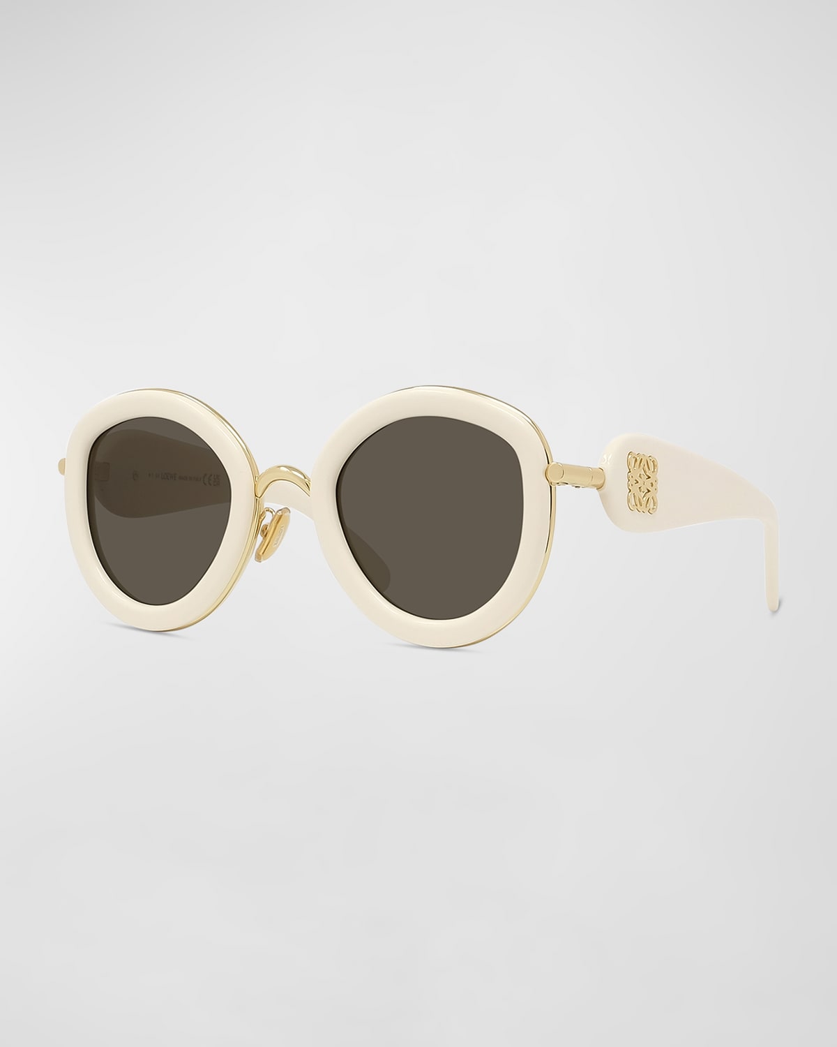 Loewe Golden Anagram Acetate Round Sunglasses In Ivrybrn