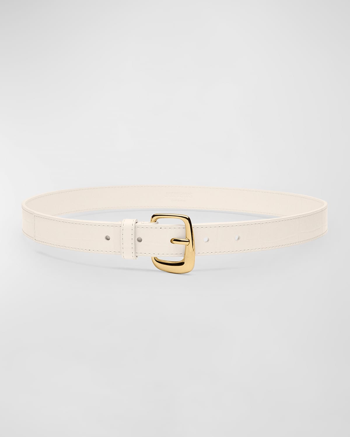 Oval Buckled White Leather Belt