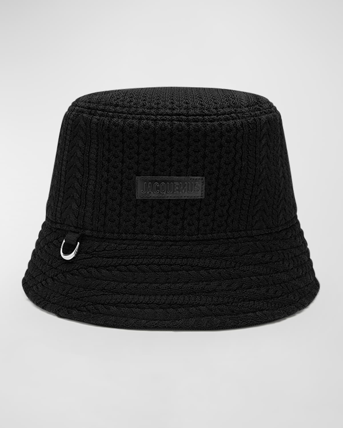 Shop Jacquemus Le Bob Belo Cable Knit Bucket Hat In Black